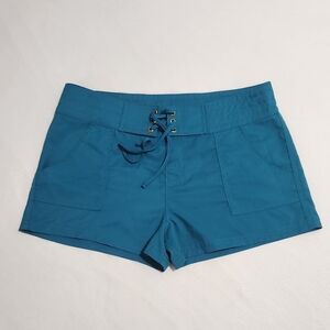 La Blanca Women's Swim Shorts Solid Blue Lace Up Size Small.